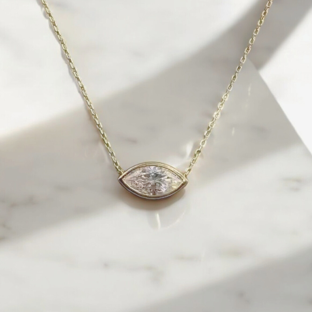 1ct Marquise Bezel Set Necklace