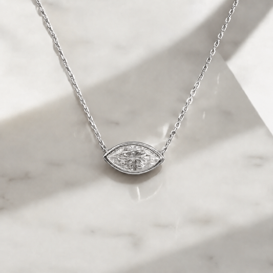 1ct Marquise Bezel Set Necklace